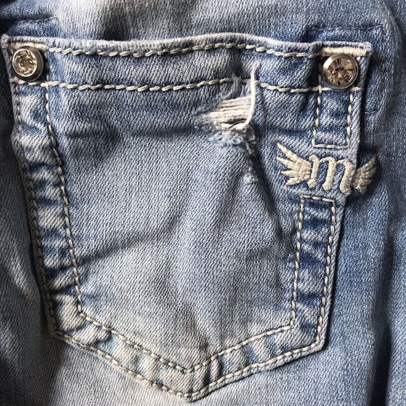 Miss Me Jeans Women 26 Destroyed HighRise Ankle Skinny Embellished Pockets 26x28 - Picture 10 of 13